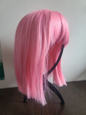 New Pink 10 in Short Wig with Bangs